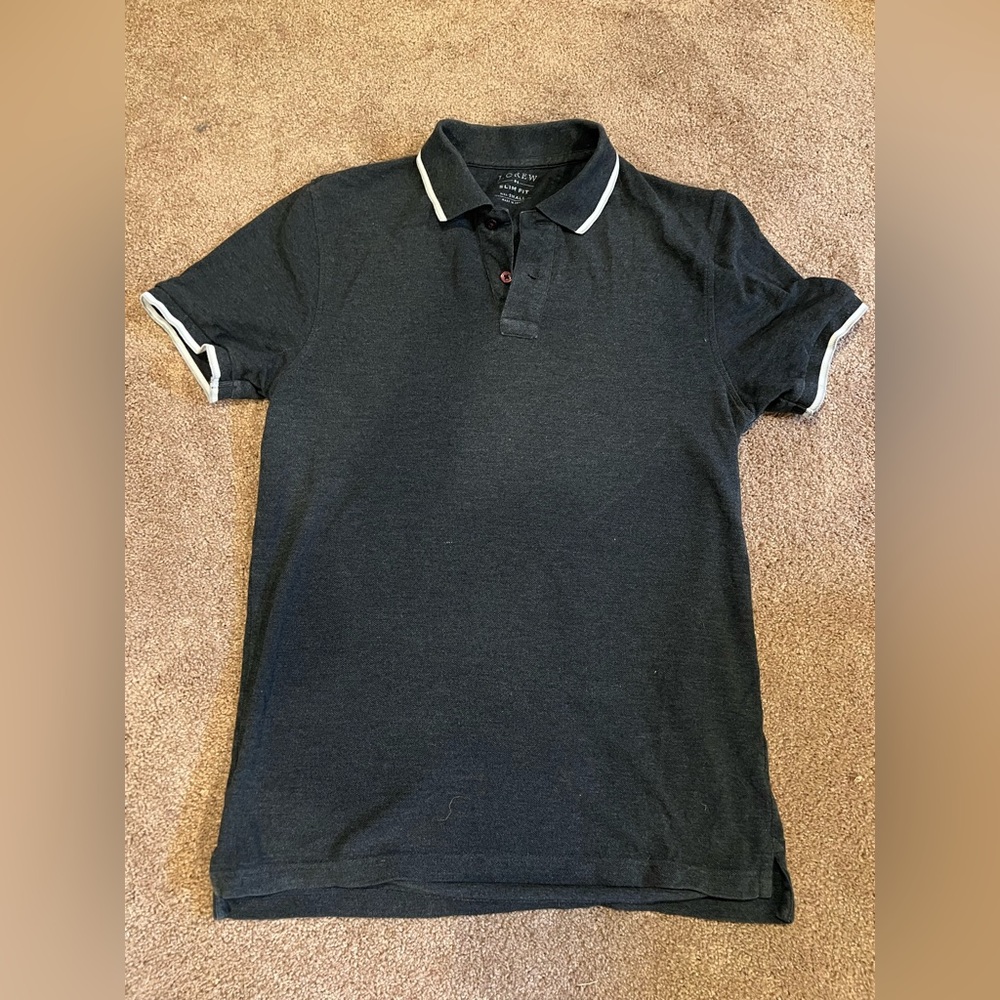 Gray J. Crew polo shirt with piqué collar